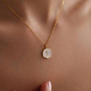 Cross Necklace for Women, 18K Gold Plated Cross Pendant, White or Blue