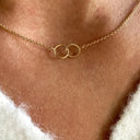 Double Circle Necklace for Women, Gold Interlocking Circle Pendant