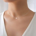 Single Pearl Necklace for Women, Stainless Steel, 18K Gold Plated or Silver