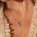 Flower Tag Pendant Necklace, 18K Gold Plated Floral Necklace, Gold or Silver