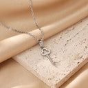 Clover Key Pendant Necklace, Stainless Steel, 18K Gold Plated or Silver