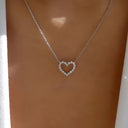 Open Heart Necklace for Women, Cubic Zirconia Heart Pendant, Gold or Silver