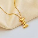 Initial Necklace A to Z, Bubble Letter Necklace, 18K Gold Plated Stainless Steel