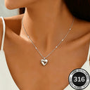 Heart Necklace for Women, 316 Stainless Steel, Hypoallergenic, Gold or Silver