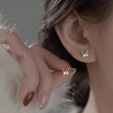 Butterfly Stud Earrings for Women, Small Cubic Zirconia Studs, Silver