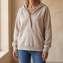 NALAS Zip Henley Acid Wash Fleece Hoodie