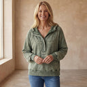 NALAS Zip Henley Acid Wash Fleece Hoodie