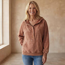 NALAS Zip Henley Acid Wash Fleece Hoodie