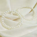 Pearl Bracelet Set of 2, Faux Pearl Stretch Bracelets for Women