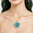 Flower Pendant Necklace for Women, Elegant Floral Necklace, White, Gold, Pink or Blue