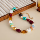 Boho Bead Necklace for Women, Colourful Resin Statement Necklace