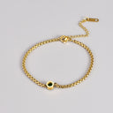 Green Stone Bracelet for Women, 18K Gold Plated Stainless Steel