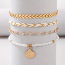 Shell Bracelet Set of 4, Beach Bracelets for Women, Gold or Blue