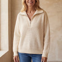 MERANA CASHMERE QUARTER ZIP SWEATER