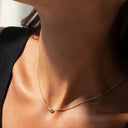 Gold Bead Station Necklace for Women, 18K Gold Plated, Gold or Silver