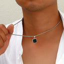 Ivor Men's Black Square Pendant Necklace