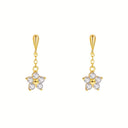 Teardrop Flower Earrings for Women, Small Drop Earrings, 18K Gold Plated