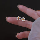 Daisy Stud Earrings for Women, Small Silver Flower Studs