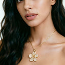 Flower Pendant Necklace for Women, Elegant Floral Necklace, White, Gold, Pink or Blue
