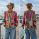 Jessa boho knit cardigan for women with relaxed flowy fit, view 3