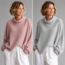 Jemima waffle knit top with cowl neck and oversized fit, view 6