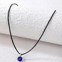 Evil Eye Cord Necklace for Women, Minimalist Black Cord Choker, White or Blue Eye