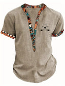 Caloundra Men's Contrast Pattern Collar Short Sleeve Shirt