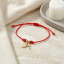 Red String Cross Bracelet, Braided Cord with 18K Gold Plated Cross Charm