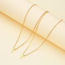 Cross Necklace for Women, Adjustable Gold Rectangular Cross Pendant