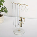 Jewellery Stand with Marble Base, Wave Top Necklace and Bracelet Holder, White, Gold or Black