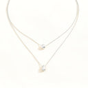 Double Layer Drop Necklace for Women, Dainty Layered Necklace, Gold or Silver