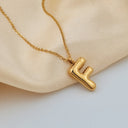 Initial Necklace A to Z, Bubble Letter Necklace, 18K Gold Plated Stainless Steel