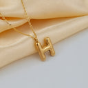 Initial Necklace A to Z, Bubble Letter Necklace, 18K Gold Plated Stainless Steel