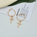 Cross Earrings for Women, Large Cross Drop Earrings, Gold or Silver