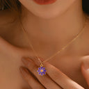 Daisy and Music Note Necklace, Gold Tone Enamel Charm Necklace for Women