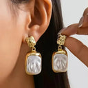 Priya Gold Pearl Earrings, view 3