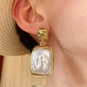 Priya Gold Pearl Earrings, view 2