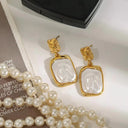 Priya Gold Pearl Earrings, view 6