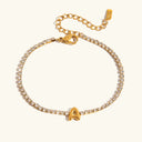 Bubble Letter Gold Tennis Bracelet in 18k gold plated stainless steel