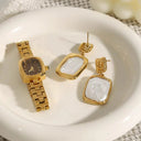 Priya Gold Pearl Earrings, view 5