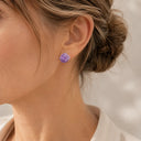 Abstract Crystal Stud Amethyst Earrings