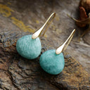 Nerine amazonite gold drop earrings for women