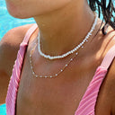 Bettina White Enamel Beaded Choker Necklace, view 4