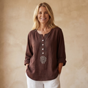 RANELA BURGUNDY LINEN BLOUSE