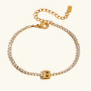 Bubble Letter Gold Tennis Bracelet, view 5