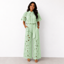 Mavis floral cut-out two-piece set with cropped shirt and wide-leg trousers, view 7