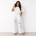 Mavis floral cut-out two-piece set with cropped shirt and wide-leg trousers, view 4