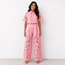 Mavis floral cut-out two-piece set with cropped shirt and wide-leg trousers, view 6