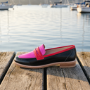 Nova pointed toe loafers with wide contrast heel, view 4
