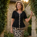 Macy two-piece set with peplum top and matching pencil skirt, view 6
